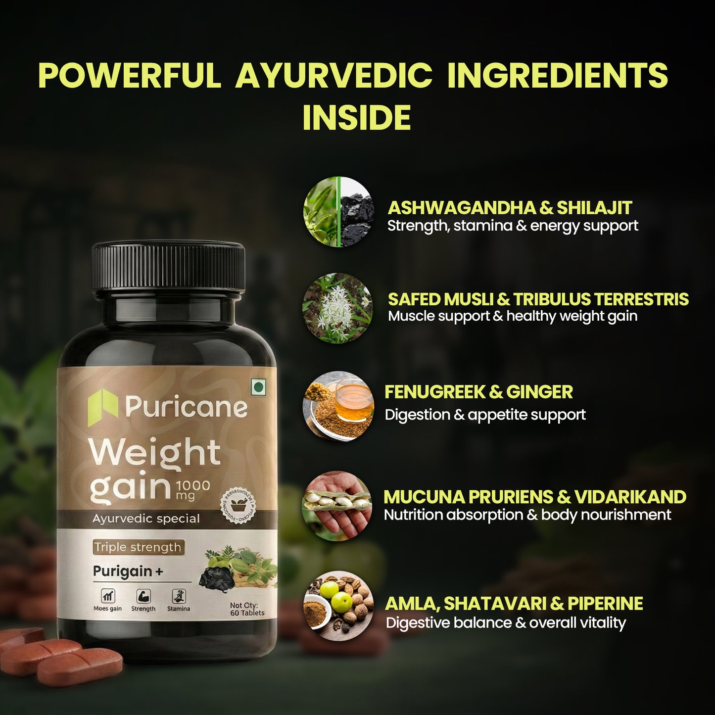 Puricane Ayurvedic Weight Gain Tablets