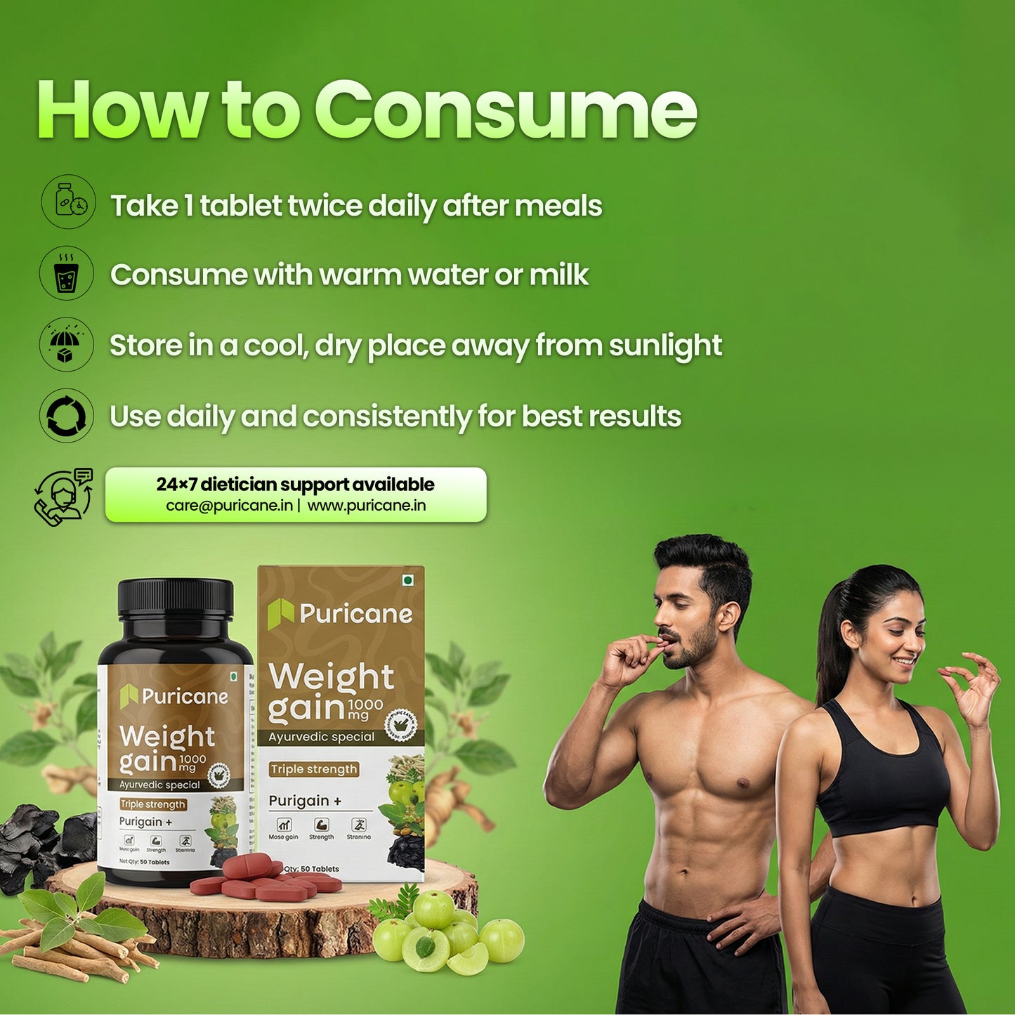 Puricane Ayurvedic Weight Gain Tablets